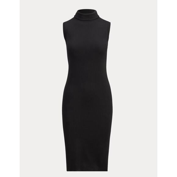 Ralph Lauren Collection Merino Wool Sleeveless Turtleneck Midi Dress Black S - Picture 2 of 5